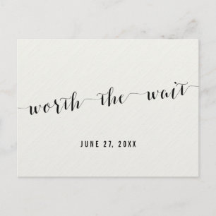 Black And White Worth The Wait Save The Date Announcement Postcard