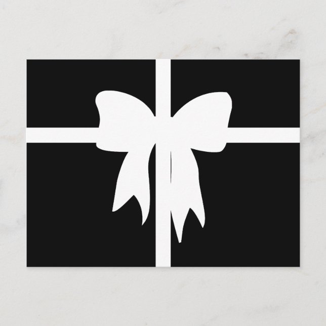 Black and White Wrapped Present Postcard (Front)