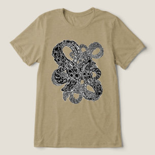 Black and White Writhing Surrealist Abstract Art Tri-Blend Shirt