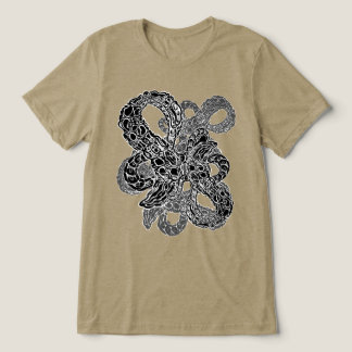 Black and White Writhing Surrealist Abstract Art Tri-Blend Shirt