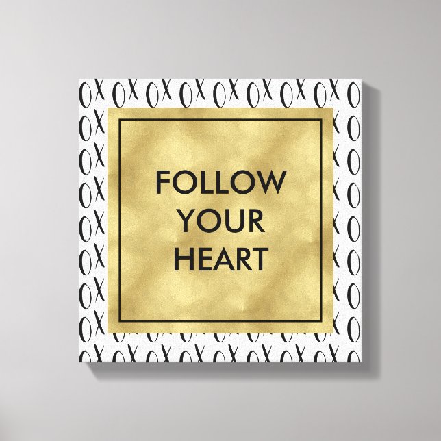 Black and White XOXO Follow Your Heart Canvas Print (Front)