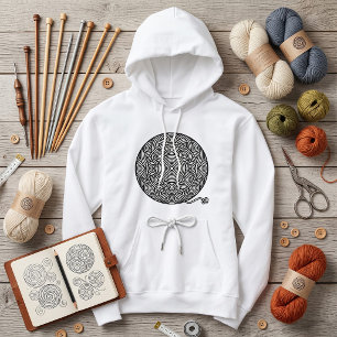 Black and White Yarn Ball Mandala Hoodie
