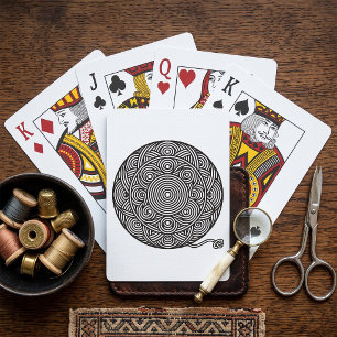 Black and White Yarn Ball Mandala Playing Cards