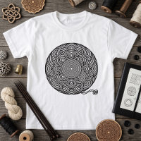 Black and White Yarn Ball Mandala
