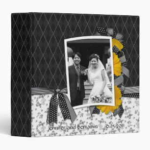 Black and White Yellow Gerber Daisies Binder