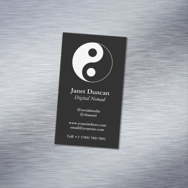 Black and White Yin and Yang Symbol Magnetic Business Card (In Situ)