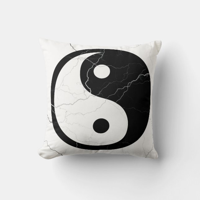 Black and White Yin and Yang Throw Pillow (Front)