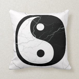 Black and White Yin and Yang Throw Pillow