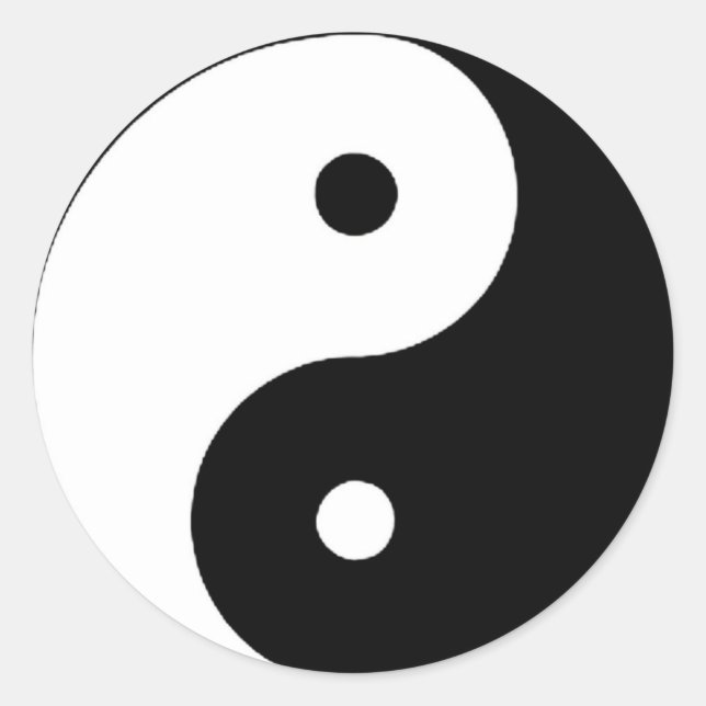 BLACK AND WHITE YIN YANG DESIGN CLASSIC ROUND STICKER (Front)