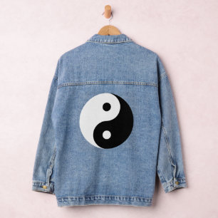 Black and white Yin Yang logo denim jacket