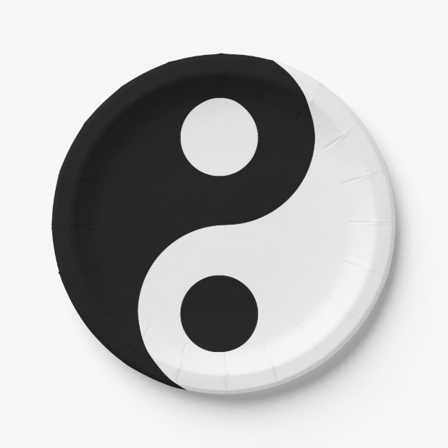 Black and White Yin Yang Paper Plate (Front)