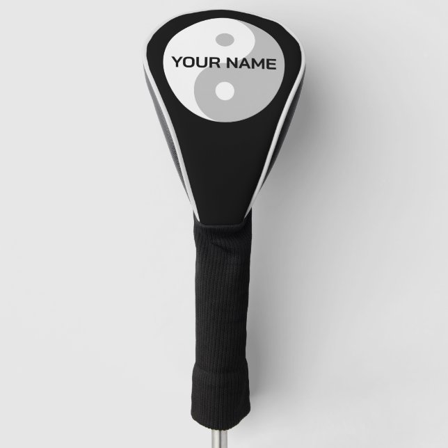Black and white Yin Yang symbol personalized Golf Head Cover (Front)