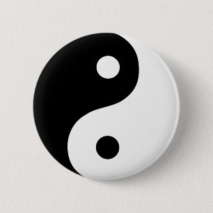Black and White Yin Yang Taoist Symbol 2 Inch Round Button