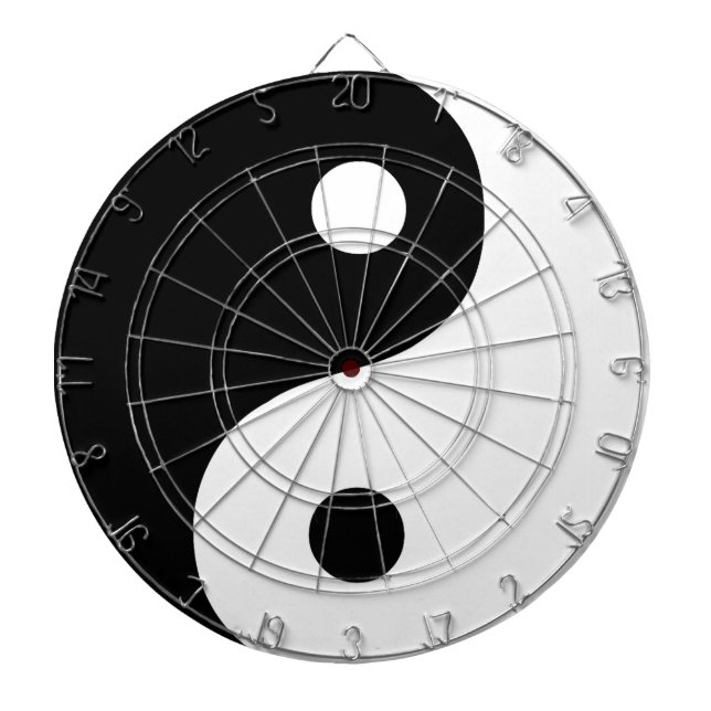 Black and White Yin Yang Taoist Symbol Dartboard (Front)
