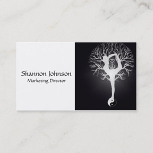Black and White Yin Yang Tree Business Card