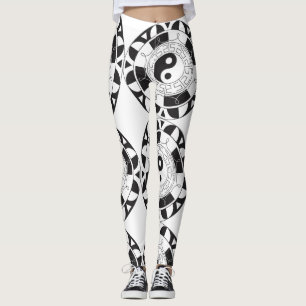 Black and White Ying Yang Mandala Leggings
