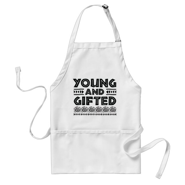 Black and White Young and Gifted African Graphic Standard Apron (Front)