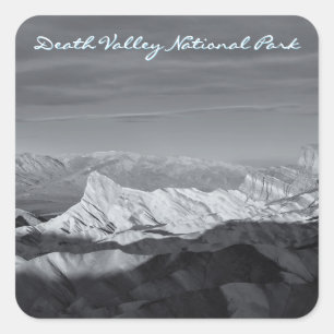 Black and White Zabriskie Point Death Valley Square Sticker