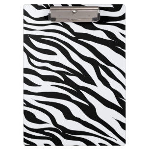 Black and White Zebra Animal Pattern Print Clipboard