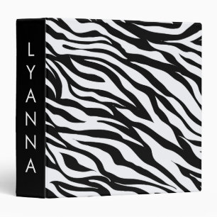 Black and White Zebra Animal Print Binder