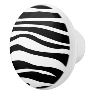 Black and White Zebra Animal Print Pattern Ceramic Knob