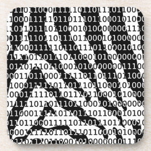 Black and White Zebra Binary Code Coaster
