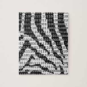 Black and White Zebra Binary Code Jigsaw Puzzle