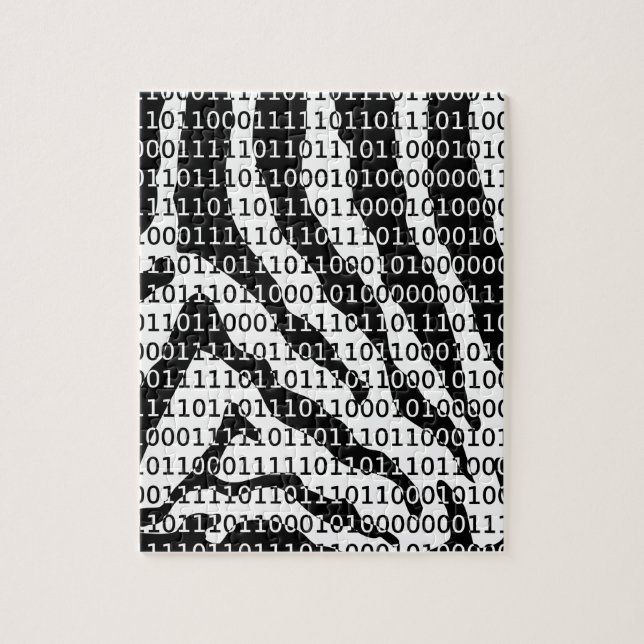 Black and White Zebra Binary Code Jigsaw Puzzle (Vertical)