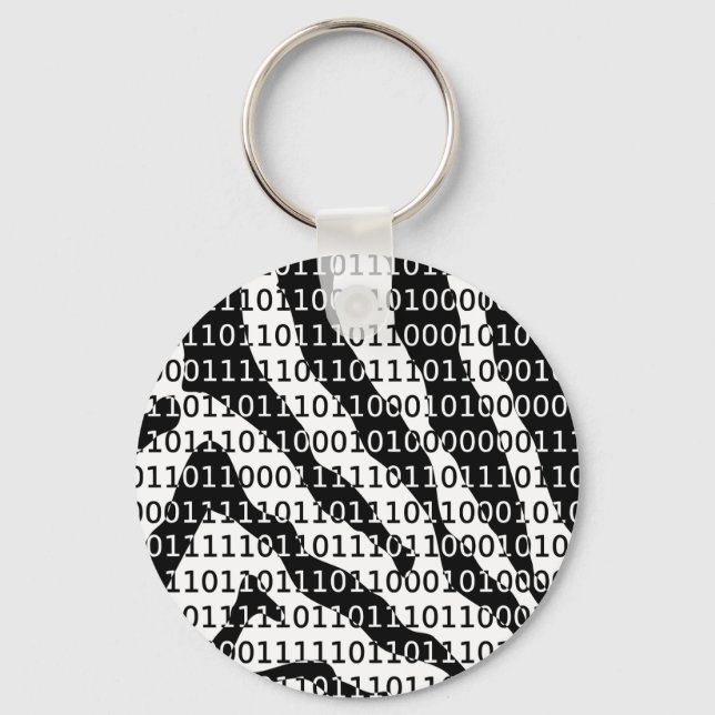 Black and White Zebra Binary Code Keychain (Front)
