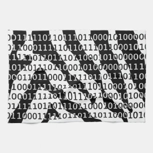 Black and White Zebra Binary Code Kitchen Towel