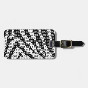 Black and White Zebra Binary Code Luggage Tag