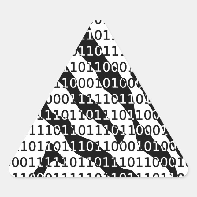 Black and White Zebra Binary Code Triangle Sticker (Front)