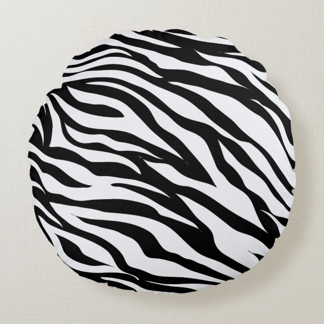 Black and White Zebra Jungle Theme Animal Print  Round Pillow (Front)