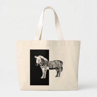 Black and white zebra large tote bag