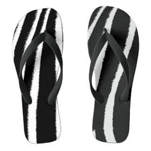 Black and White Zebra Pattern Flip Flops
