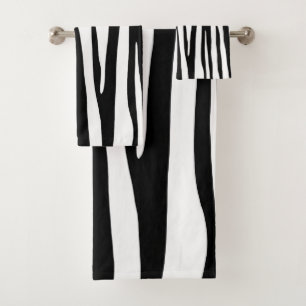 Black and white zebra pattern, modern design bath towel set
