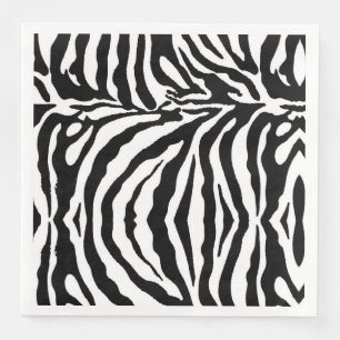 Black and white zebra pattern, safari animals   napkin