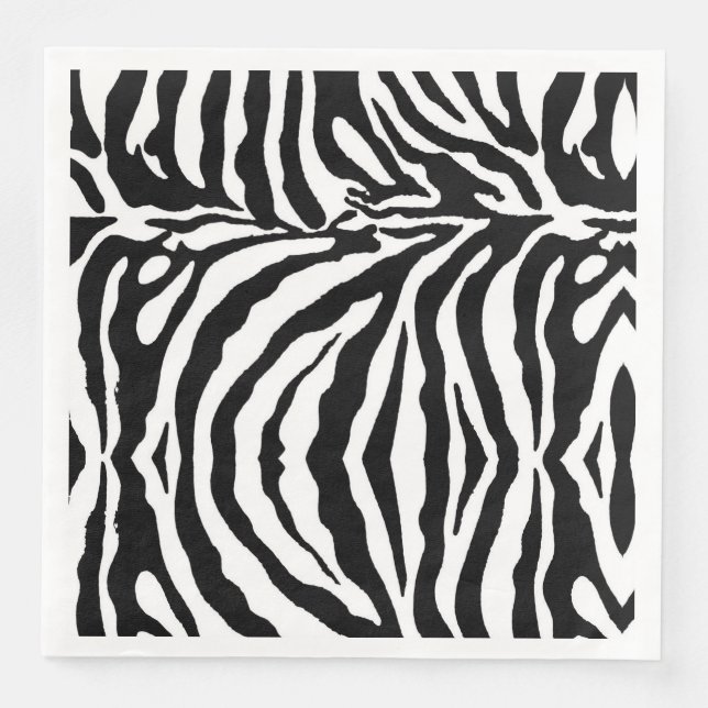 Black and white zebra pattern, safari animals   napkin (Front)