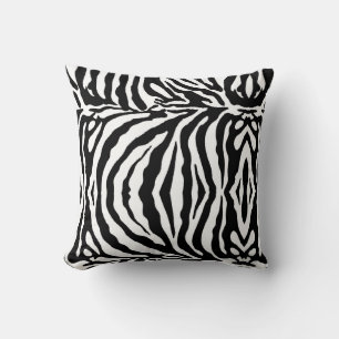 Black and white zebra pattern, safari animals throw pillow