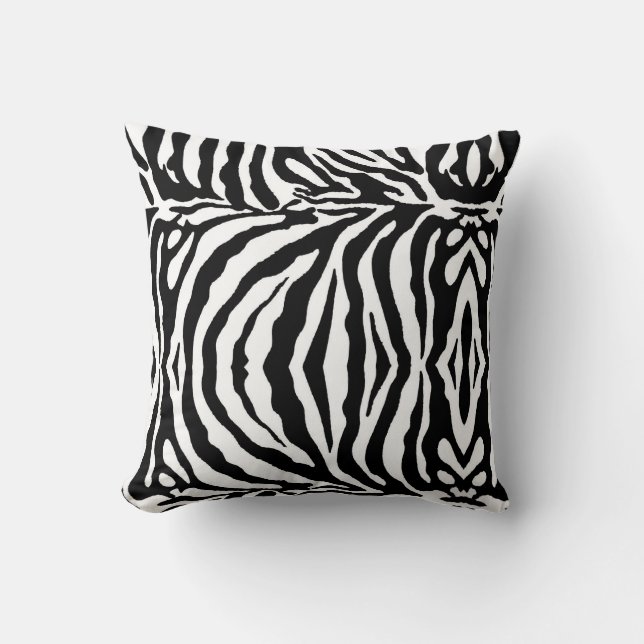 Black and white zebra pattern, safari animals throw pillow (Front)