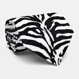 Black and White Zebra Pattern Tie