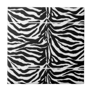 Black and white zebra patterned tile