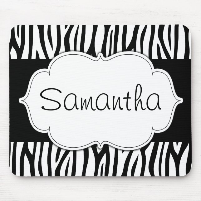 Black and White Zebra Personalized Mouse Pad (Front)