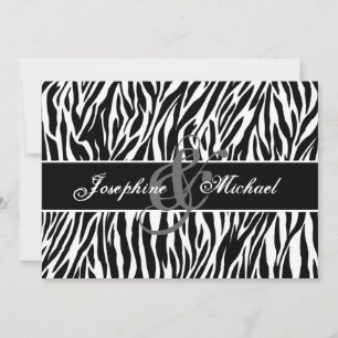 Black and White Zebra Personalized Wedding Invitation