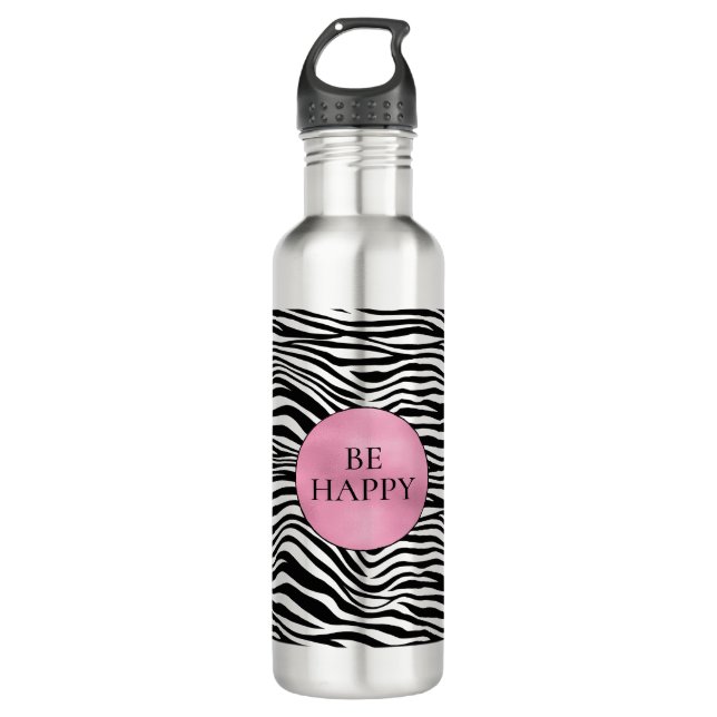 Black and White Zebra Print 710 Ml Water Bottle (Front)