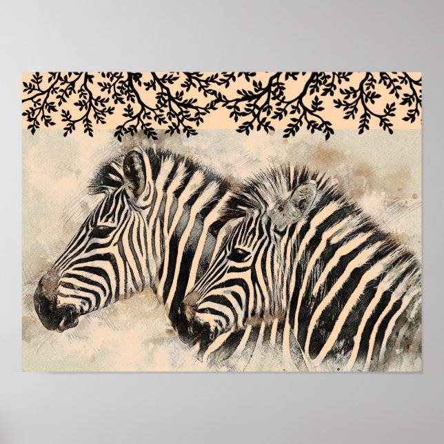 Black and White Zebra Print African Art (Front)