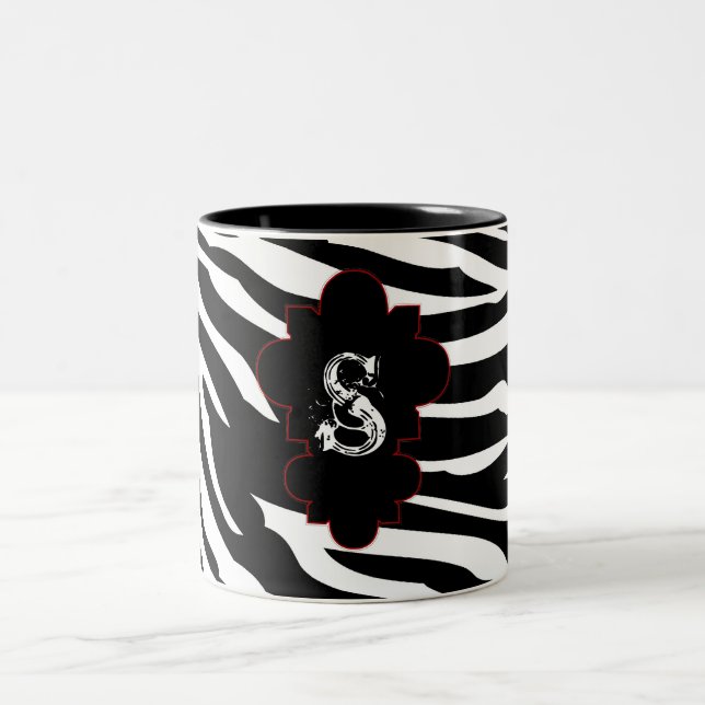 Black and White Zebra Print Animal Coffee Mug Cup (Centre)