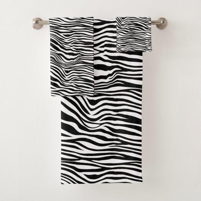 Black and White Zebra Print Bath Towel Set (Insitu)