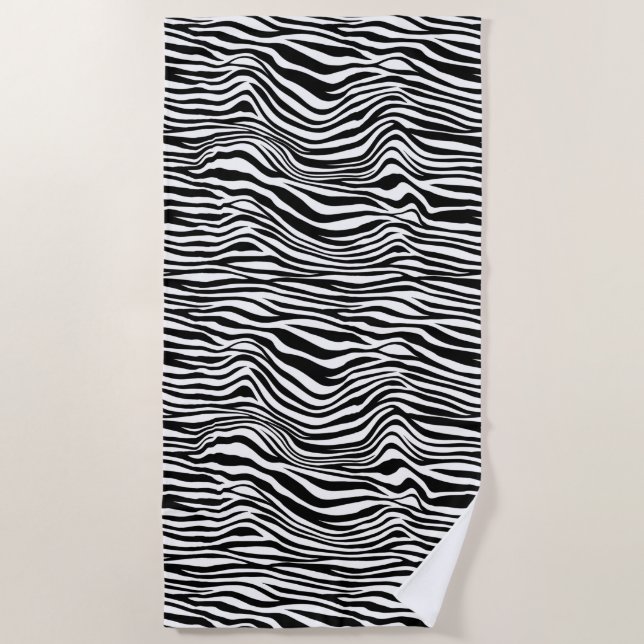 Black and White Zebra Print Beach Towel (Front)