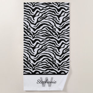 Black and white Zebra print Beach Towel
